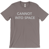 -Unisex style, crew neck, short sleeve Bella + Canvas t-shirt. Super soft, combed and ring-spun cotton. Ethically made and printed in the USA. Funny "Cannot Into Space" meme graphic t-shirt NASA countryballs astronaut poland polandball can cadet joke gift saying tee astrophysics nope no oxygen rocket shuttle moon mars-Asphalt-Extra Small (XS)-