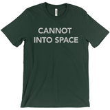 -Unisex style, crew neck, short sleeve Bella + Canvas t-shirt. Super soft, combed and ring-spun cotton. Ethically made and printed in the USA. Funny "Cannot Into Space" meme graphic t-shirt NASA countryballs astronaut poland polandball can cadet joke gift saying tee astrophysics nope no oxygen rocket shuttle moon mars-Forest-Extra Small (XS)-