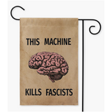 -100% poly poplin-canvas fabric, wash on gentle cycle and hang to dry. 12x18" flags have a 1.25" pole sleeve at top.18x27" and 24x36" flags have 3" pole sleeves.Flag hanger / stand not included. Made in and shipped from the USA. THINK brain logic fascism propaganda desantis trump abbott Resist United Political Banner-12x18 inch-Single-