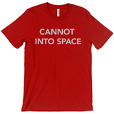 -Unisex style, crew neck, short sleeve Bella + Canvas t-shirt. Super soft, combed and ring-spun cotton. Ethically made and printed in the USA. Funny "Cannot Into Space" meme graphic t-shirt NASA countryballs astronaut poland polandball can cadet joke gift saying tee astrophysics nope no oxygen rocket shuttle moon mars-Red-Extra Small (XS)-