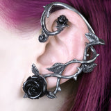 Black Rose Ear Wrap, Alchemy Gothic (E410)-