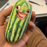 -Printed plush with attached ring for use with keys, backpack, as a zipper pull, etc. This item ships from abroad and averages 2-3 weeks for delivery to the USA. green cucumber keychain plush weird freaky face wtf watermelon striped pickle novelty toy gift -