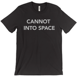 -Unisex style, crew neck, short sleeve Bella + Canvas t-shirt. Super soft, combed and ring-spun cotton. Ethically made and printed in the USA. Funny "Cannot Into Space" meme graphic t-shirt NASA countryballs astronaut poland polandball can cadet joke gift saying tee astrophysics nope no oxygen rocket shuttle moon mars-Black-Extra Small (XS)-