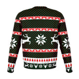 -Funny all-over-print unisex sweatshirt made of soft and comfortable cotton/polyester/spandex blend with brushed fleece interior. Each panel is individually printed, cut and sewn to ensure a flawless graphic that won't crack or peel. Mens womens Christmas pullover jumper ugly sweater print skull skeleton gothic xmas-