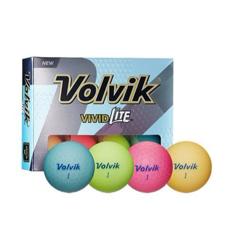 Volvik Vivid Lite Matte Neon Golf Balls, 1 Dozen Mixed Colors from USA-Boxed 12pk Volvik VIVID Lite Matte Golf Balls. Known for their patented high visibility matte finish Volvik golfballs are easy to follow and find. Oversized core for lower driver spin/increased distance and higher wedge spin for stopping on the greens. Gifts for him gift for her mom dad mother's day fathers day golfer-
