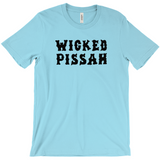 Funny WICKED PISSAH Tee, Mens/Unisex Adult Sizes, Shipped from the USA-Soft airlume cotton standard fit t-shirt with short sleeves and crew neck. - Boston Mass New England Massachusetts New Hampshire Rhode Island Maine Vermont Connecticut MA NH RI MN VT CT aweome regionalism saying slang townie chowda head masshole sox celtics bruins huskies revolution patriots black wolves fan smaht -S-Turquoise-