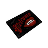 Velcome Mat, Vampiric Welcome Mat / Doormat, Vampire Gothic Home Decor-High quality 23.6 x 15.7in (60x40cm) doormat / floor mat. Professionally printed, durable & colorfast non-woven polyester fiber top, non-slip bottom. Indoor / outdoor use. Free Shipping Worldwide. Funny Velcome Mat, Vampire welcome mat. Fun gothic home decor. Goth vamp housewarming gift, party halloween decor. -
