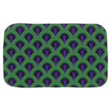 Overlook 237 Bathmats, Classic Horror Hotel Bathroom Carpet Pattern-Soft microfiber topped polyester bath mat with non-sip rubber bottom. High quaity materials, colorfast and fade resistant image. Overlook 237 classic horror hotel bathroom pattern bathmat. 24x17 or 34x21 unique fun gothic bathroom floor mat or halloween holiday decor. Retro abstract green and purple moon landing room.-34x21 inch-