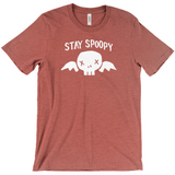 -Stay Spoopy winged skull graphic tee. High quality printing on soft Bella Canvas Canvas shirt. These shirts are made-to-order and typically ship in 2-4 business days from within the USA. Funny kowai cute halloween goth gothic spoopy spooky girl boy mens womens unisex t-shirt -Heather Clay-S-