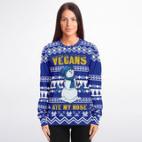 -Funny all-over-print unisex sweatshirt made of soft, comfortable cotton/polyester/spandex blend with brushed fleece interior. Each panel is individually printed, cut & sewn to ensure a flawless graphic that won't crack or peel. 
funny veganism vegetarian winter holiday hanukkah christmas mens womens jumper ugly sweater-