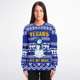 -Funny all-over-print unisex sweatshirt made of soft, comfortable cotton/polyester/spandex blend with brushed fleece interior. Each panel is individually printed, cut & sewn to ensure a flawless graphic that won't crack or peel. funny veganism vegetarian winter holiday hanukkah christmas mens womens jumper ugly sweater-