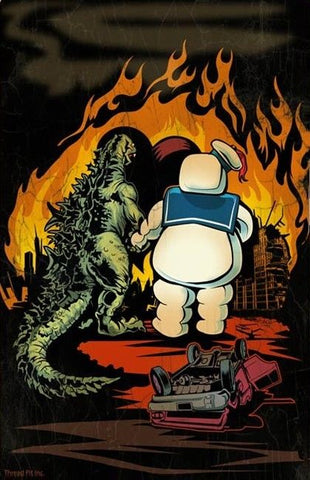 -Stay Puft Marshmallow Man & Godzilla Parody Print, High Quality 11 x 17" poster on 100# Lustro paper/card stock. Brand New & Suitable for framing with no notable wear. Stored flat, never folded. Will be shipped carefully rolled. Free shipping within the USA funny scifi science fiction kaiju bffs small poster print gift-
