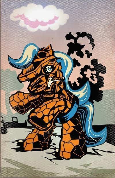 -My Little Thingy Poster, A mash-up of My Little Pony & Thing from Marvel's Fantastic Four. 11" x 17" print on high quality, thick 100# lustro paper/card stock. Free shipping within the USA. stone pony mlp brony funny parody pop culture unique art new old stock -