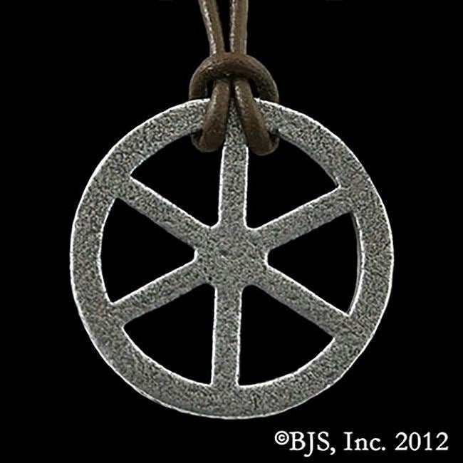Kingkiller Chronicle TEHLU'S IRON WHEEL Necklace, Official Rothfuss -Iron-24in Leather Cord-