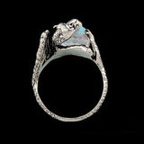 THE HOBBIT Smaug the Dragon and Arkenstone Ring-Officially licensed JRR Tolkien's The Hobbit Smaug the Dragon with Arkenstone Ring. Handcrafted in the USA of .925 Sterling Silver with crystal Arkenstone. Available in US ring sizes 4-20. New in box with COA. Fine silver fantasy jewelry artisan made in the USA. LOTR Lord of the Rings mens womens unisex gift-