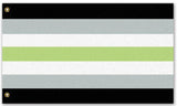 Agender Pride Flag - 3x2 5x3 2x1 or Custom LGBTQ LGBTQIA LGBTQX Banner-High quality, professionally printed polyester flag in your choice size, 2x1 / 1x2 ft, 3x2 / 2x3 ft, 3x5 / 5x3 ft, or custom - Single or double-sided. Agender Nonbinary Non-Binary Enby LGBTQ LGBTQIA LGBTQX Pride Equality March Protest. -5 ft x 3 ft-Standard-Grommets-