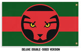 Wakandan Flag, Custom Cosplay Prop Replica Pole Banner Flag-High quality, professionally printed polyester banner pole flag in your choice of size and style - single or double sided with either grommets or pole pocket. 2x1 / 1x2 ft, 3x2 / 2x3 ft, 3x5 / 5x3 ft or custom size. Fully customizable on request. Custom Black Red Green Wakanda Panther Cosplay Photo Prop Replica-