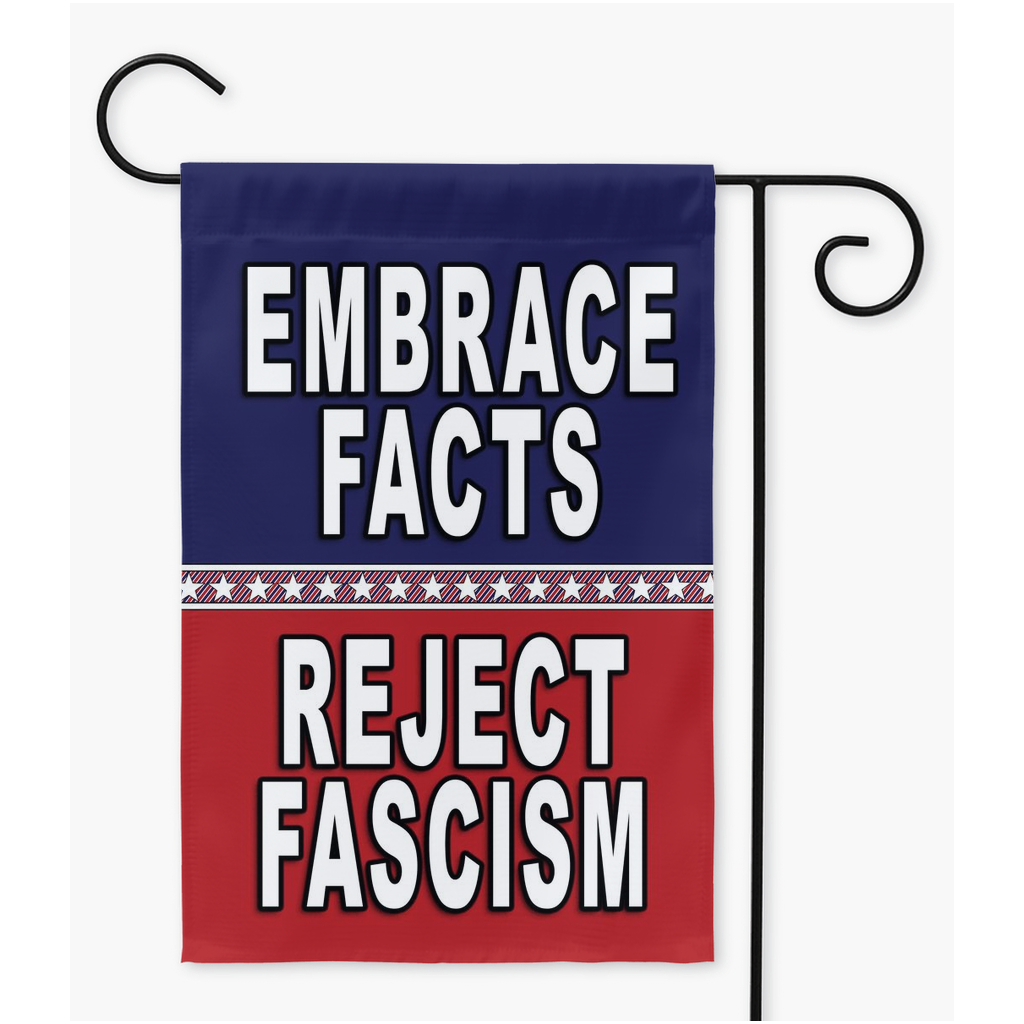 -Poly poplin-canvas fabric banners, washable. 12x18" w/1.25" pole sleeve, 18x27" or 24x36" w/3" sleeves. Hanger/stand not included. Made in USA. anti-fascist patriotic political protest yard garden flag trump treason insurrection GOP dictator desantis antifa democrat republican vote resist save american democracy-Double-12x18 inch-