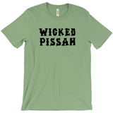 Funny WICKED PISSAH Tee, Mens/Unisex Adult Sizes, Shipped from the USA-Soft airlume cotton standard fit t-shirt with short sleeves and crew neck. - Boston Mass New England Massachusetts New Hampshire Rhode Island Maine Vermont Connecticut MA NH RI MN VT CT aweome regionalism saying slang townie chowda head masshole sox celtics bruins huskies revolution patriots black wolves fan smaht -S-Leaf-