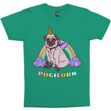 Magical Pugicorn Shirt - Funny Unicorn Pug and Rainbow Graphic Tee-The Pugicorn... half pug, half unicorn, all magic. Super cute retro pug illustration with ice cream cone unicorn horn, wings strapped on and ready for flight. High quality mens / unisex style graphic tee. Cute funny ice cream cone unicorn pug dog shirt.-Mint-Small-
