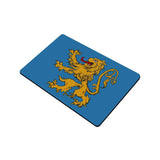 Flag of Apt 4A Doormat - BBT Sheldon's Lion Rampant Flag TV Inspired -High quality 23.6 x 15.7in (60x40cm) doormat / floor mat. Professionally printed, durable & colorfast non-woven polyester fiber top, non-slip bottom. Indoor / outdoor use. Free Shipping Worldwide. Funny Big Bang inspired Sheldon's Flag of Apartment 4A door mat. BBT micronation, Lion rampant on a field of azure blue.-