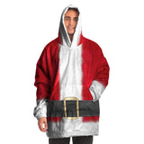 Santa Claus Costume Snug Blanket Hoodie, Warm Christmas Snuggle Wrap-A one-size fits all wearable blanket. This snug blanket hoodie is crafted from an outer silky micro-mink (faux) exterior, Ultra soft microfiber fleece interior lining. Unisex, One size fits all Teens & Adults up to size 4X. Made-to-order. 2 weeks to USA. Funny casual Christmas cosplay Santa suit. All over Print blanket-
