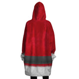Santa Claus Costume Snug Blanket Hoodie, Warm Christmas Snuggle Wrap-A one-size fits all wearable blanket. This snug blanket hoodie is crafted from an outer silky micro-mink (faux) exterior, Ultra soft microfiber fleece interior lining. Unisex, One size fits all Teens & Adults up to size 4X. Made-to-order. 2 weeks to USA. Funny casual Christmas cosplay Santa suit. All over Print blanket-