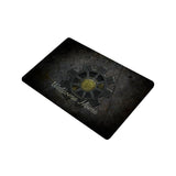 Welcome Home Vault Door Doormat - Gaming Floor Mat-High quality 23.6 x 15.7in (60x40cm) doormat / floor mat. Professionally printed, durable & colorfast fiber top, non-slip. Indoor / outdoor. Free Shipping Worldwide. Unique highly detailed Welcome Home vault door doormat. Great housewarming gift for gamers, fancy fallout shelter or post-apocallyptic party floor decor! -