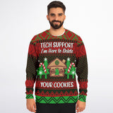-Funny all-over-print unisex sweatshirt made of soft, comfortable cotton/polyester/spandex blend with brushed fleece interior. Each panel is individually printed, cut and sewn to ensure a flawless graphic that won't crack or peel. funny AOP computers IT on and off again mens womens ugly sweater christmas holiday jumper-