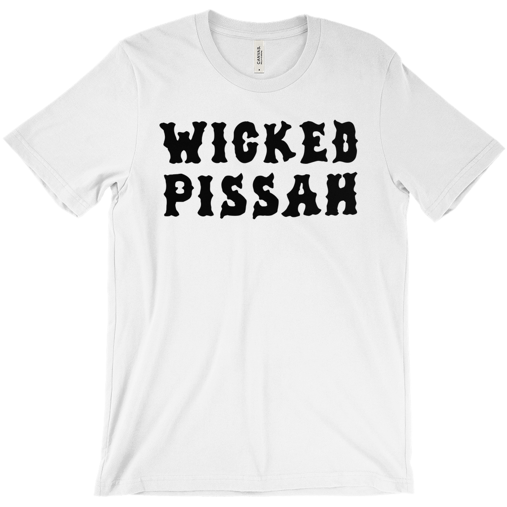Funny WICKED PISSAH Tee, Mens/Unisex Adult Sizes, Shipped from the USA-Soft airlume cotton standard fit t-shirt with short sleeves and crew neck. - Boston Mass New England Massachusetts New Hampshire Rhode Island Maine Vermont Connecticut MA NH RI MN VT CT aweome regionalism saying slang townie chowda head masshole sox celtics bruins huskies revolution patriots black wolves fan smaht -M-White-