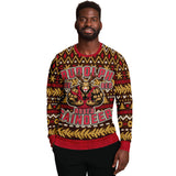 Rudolph The Red-Nosed Gaindeer Sweatshirt, Holiday Workout Ugly Jumper-Funny Rudolph the Red-Nosed Gaindeer holiday workout ugly sweater print sweatshirt. This pullover is crafted from a soft premium cotton, polyester and spandex blend with high definition all-over-printed design. Free Shipping Worldwide. Christmas Raindeer fitness pun graphic jumper. Unisex mens and womens xmas jumper.-