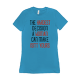 -Women's style Bella+Canvas, longer length, slim fit crew neck t-shirt in darker colors. Airlume combed and ring-spun cotton. Made to order, shipped from the USA Women's rights equality Keep Abortion Legal pro-choice Healthcare her body her choice Roe v Wade SCROTUS bans off our bodies PERSIST and Resist United ERA NOW-Aqua-S-
