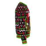 Funny Dachshund Through The Snow Ugly Christmas Sweater Dog Sweatshirt-Funny premium AOP (all over print)Dachshund Through The Snow sausage dog pun ugly sweater print holiday jumper / sweatshirt. Unisex adult XS, Small, Medium, Large, XL, 2XL, 3XL and 4XL. Made-to-order. 2 weeks to the US. Great humorous doxxin doxin doxie doxxie puppy breeder lover dashing doggie winter Christmas gift. -