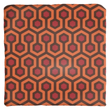 Overlook Throw Pillow - Classic Retro Horror Hotel Carpet Pattern-Double-sided, square spun polyester pillow in your choice of size (14, 16, 18 or 20 inches) and finish: Sewn Pillow (no zipper), Cushion with Removable Zippered Pillowcase or Cover Only. This item is made-to-order. Typically ships in 3-5 business days from within the US. Orange Brown Red Abstract Halloween Accent Decor-