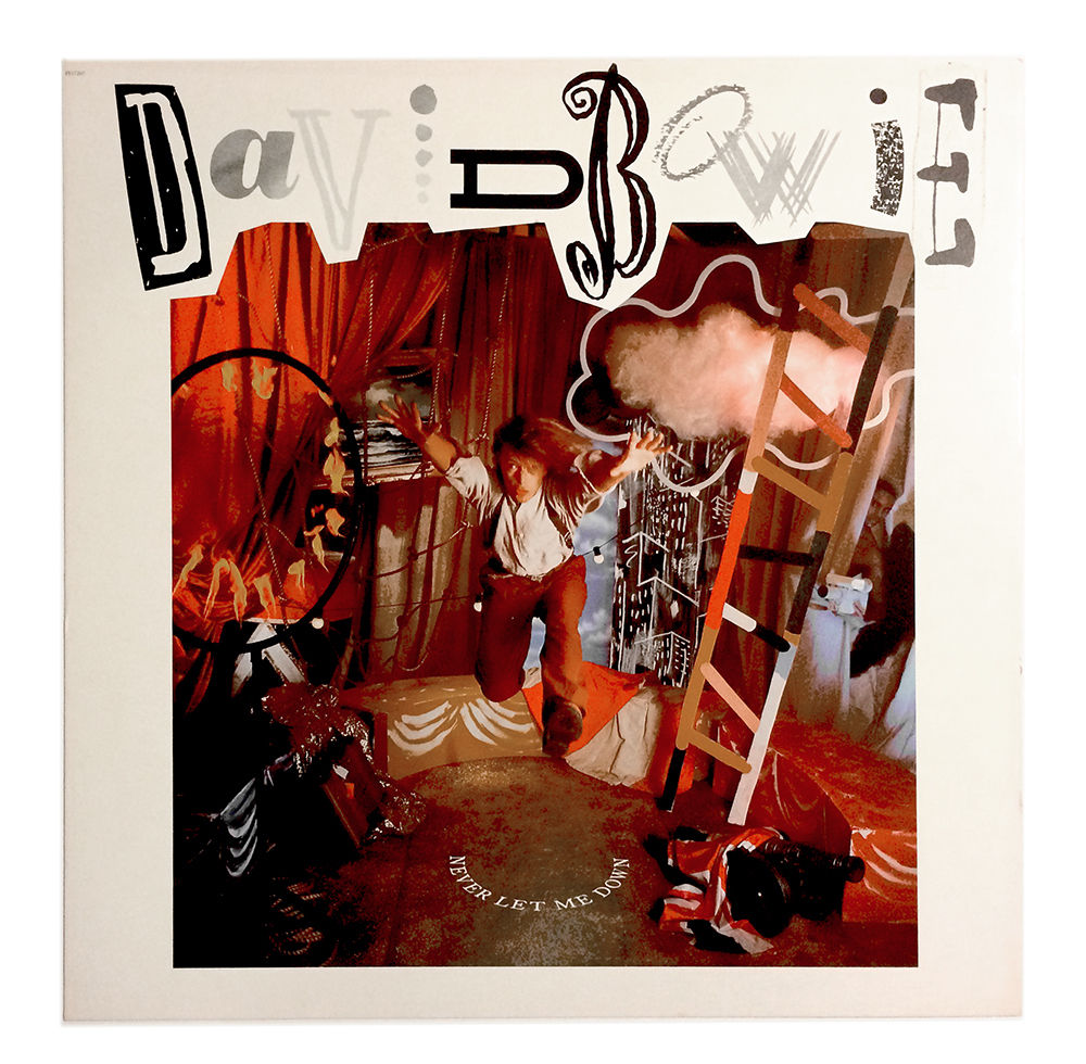 -A small number of these 12x12 posters were sent to select US record stores in 1987 for use in creating displays to promote the release of David Bowie's 'Never Let Me Down' The majority were damaged or destroyed during the promotion and this is one of a very small number which have survived. -