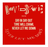 -A small number of these 12x12 posters were sent to select US record stores in 1987 for use in creating displays to promote the release of David Bowie's 'Never Let Me Down' The majority were damaged or destroyed during the promotion and this is one of a very small number which have survived. -