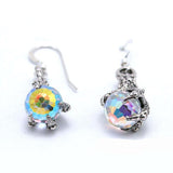THE HOBBIT Official Smaug Claw Arkenstone Earrings-Officially Licensed Arkenstone Earrings Inspired by JRR Tolkien's The Hobbit. 3D dragon claws in .925 sterling silver on French ear wires. The Arkenstones are 8 mm (5/16 inch) Swarovski Crystal spheres. Brand New in Box with Certificate of Authenticity. genuine artisan handcrafted fantasy jewelry made in the usa. -