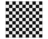 Black and White Checkered Floor Mat / Hallway Runner, Fantasy Event-Convention quality low profile, thin style floor mat. Durable non-woven polyester fiber top, non-slip rubber backing. Easily trimmed to fit a particular area. Made-to-order, shipped from the USA. Red and black twin Zig Zag home decor secondary flooring event walkway temporary haunted house peaks chevron lodge pattern-60" x 60"-