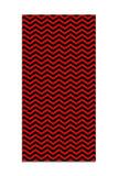 RED LODGE Chevron Floor Mat / Hall Runner, Peaks Twin ZigZag Pattern-Convention quality low profile, thin style floor mat. Durable non-woven polyester fiber top, non-slip rubber backing. Easily trimmed to fit a particular area. Made-to-order, shipped from the USA. Red and black twin Zig Zag home decor secondary flooring event walkway temporary haunted house peaks chevron lodge pattern-60 x 120 inches-