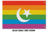Muslim LGBTQ Pride Flag, Intersectional LGBT LGBTQIA Pole Banner Flag-High quality, professionally printed polyester flag in your choice of size and style, single or fully double-sided with blackout layer, grommets or pole pocket / sleeve. 2x1ft / 1x2ft, 3x2ft / 2x3ft, 5x3ft / 3x5ft, custom. Fully customizable. Intersectional Muslim LGBT GLBT LGBTQ LGBTQIA LGBTQX Gay Pride pole banner.-