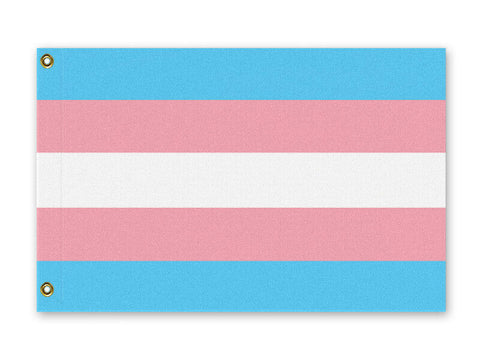Transgender Pride Flag, LGBTQ LGBTQIA LGBTQX Trans Rights Equality-High quality, professionally printed polyester Pride banner pole flag in your choice of size and style - single or double sided with either grommets or pole pocket. 2x1 / 1x2 ft, 3x2 / 2x3 ft, 3x5 / 5x3 ft or custom size by request. Transgender LGBT LGBTQ LGBTQIA LGBTQX Trans Rights Equality Protest. Resist United.-3 ft x 2 ft-Standard-Grommets-