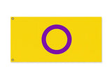 Intersex Pride Flag, Yellow and Purple LGBTQ LGBTQIA LGBTQX Custom-High quality, professionally printed polyester Pride pole banner flag in your choice style - single or double sided with either grommets or pole pocket. 2x1 / 1x2 ft, 3x2 / 2x3 ft, 3x5 / 5x3 ft or custom size. Customizable LGBT LGBTQ LGBTQIA LGBTQX Sexual Gender Identity Visibility Rights Equality. Resist United.-2 ft x 1 ft-Standard-Grommets-