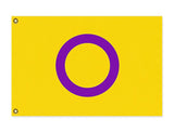 Intersex Pride Flag, Yellow and Purple LGBTQ LGBTQIA LGBTQX Custom-High quality, professionally printed polyester Pride pole banner flag in your choice style - single or double sided with either grommets or pole pocket. 2x1 / 1x2 ft, 3x2 / 2x3 ft, 3x5 / 5x3 ft or custom size. Customizable LGBT LGBTQ LGBTQIA LGBTQX Sexual Gender Identity Visibility Rights Equality. Resist United.-