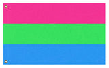 Polysexual Pride Flag, Custom LGBTQ LGBTQIA LGBTQX Pole Banner Flag-High quality, professionally printed polyester flag in your choice of size and style, single or fully double-sided with blackout layer, grommets or pole pocket / sleeve. 2x1ft / 1x2ft, 3x2ft / 2x3ft, 5x3ft / 3x5ft, custom. Fully customizable. Polysexual Poly Sexuality LGBT LGBTQ LGBTQIA LGBTQX Pride Pole Banner Flag-5 ft x 3 ft-Standard-Grommets-