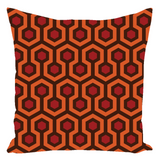 Overlook Throw Pillow - Classic Retro Horror Hotel Carpet Pattern-Double-sided, square spun polyester pillow in your choice of size (14, 16, 18 or 20 inches) and finish: Sewn Pillow (no zipper), Cushion with Removable Zippered Pillowcase or Cover Only. This item is made-to-order. Typically ships in 3-5 business days from within the US. Orange Brown Red Abstract Halloween Accent Decor-