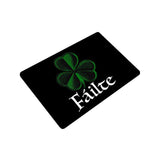 Failté Shamrock Doormat, Gaelic Welcome Mat, Irish / Scottish / Celtic-High quality 23.6 x 15.7in (60x40cm) doormat / floor mat. Professionally printed, durable & colorfast non-woven polyester fiber top, non-slip bottom. Indoor / outdoor use. Free Shipping Worldwide. Failté Shamrock Door Mat. Irish and Scottish gaelic Failte welcome mat. Ireland Scotland celtic Isle of Man St Patricks Day-
