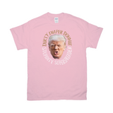 -Premium quality mens / unisex adult graphic tee made of soft ringspun cotton. Made-to-order and shipped from USA. Anti-Trump FUPA meme covidiot fascist election fraudster MAGA 2021, lock him up, lock them all up. Fake news, subhuman fraud, criminal covid coverup Putin pal profiteer aspiring dictator American disgrace.-Light Pink-Medium-