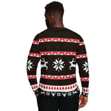 -Funny all-over-print unisex sweatshirt made of soft and comfortable cotton/polyester/spandex blend with brushed fleece interior. Each panel is individually printed, cut and sewn to ensure a flawless graphic that won't crack or peel. Mens womens Christmas pullover jumper ugly sweater print skull skeleton gothic xmas-