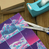 -58" x 23" rolls of high quality 5.93oz gift wrap. Free Shipping. 25% off 2 or more rolls w/code 'WRAPPERSDELIGHT' at checkout. vaporwave aesthetic fun futuristic y2k retro future synthwave neon christmas holiday winter santa christmas trees iconography secular unique unusual trending designer premium giftwrap abstract-