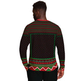 -Funny all-over-print unisex sweatshirt made of soft and comfortable cotton/polyester/spandex blend with brushed fleece interior. Each panel is individually printed, cut and sewn to ensure a flawless graphic that won't crack or peel. Mens womens Christmas funny xmas ugly sweater pullover jumper joke holiday gift-